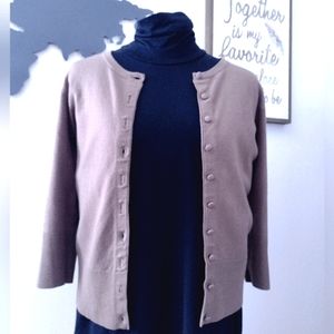 Petite 3/4 sleeve brown cardigan